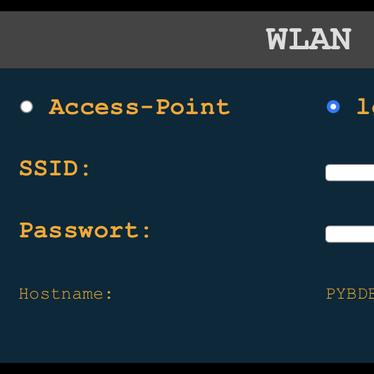Auswahl Betriebsmodus Access-Point oder lokales WLAN.